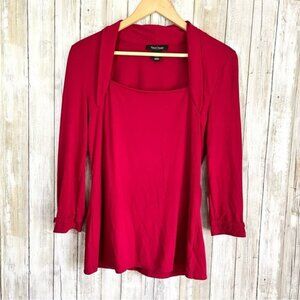 White House Black Market Red Square Neck  Blouse